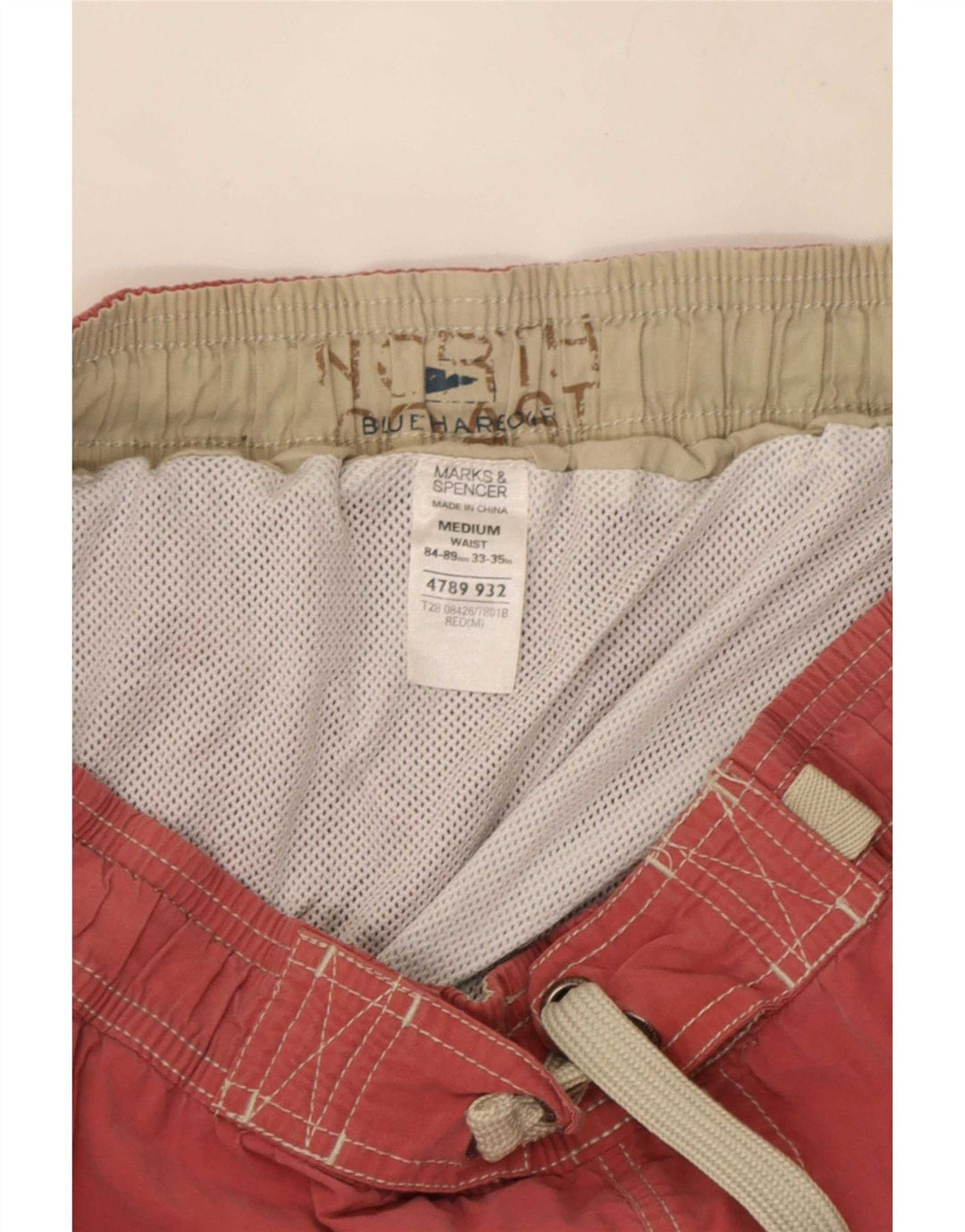 Marks & Spencer Mens Swimming Shorts Medium  Red Cotton