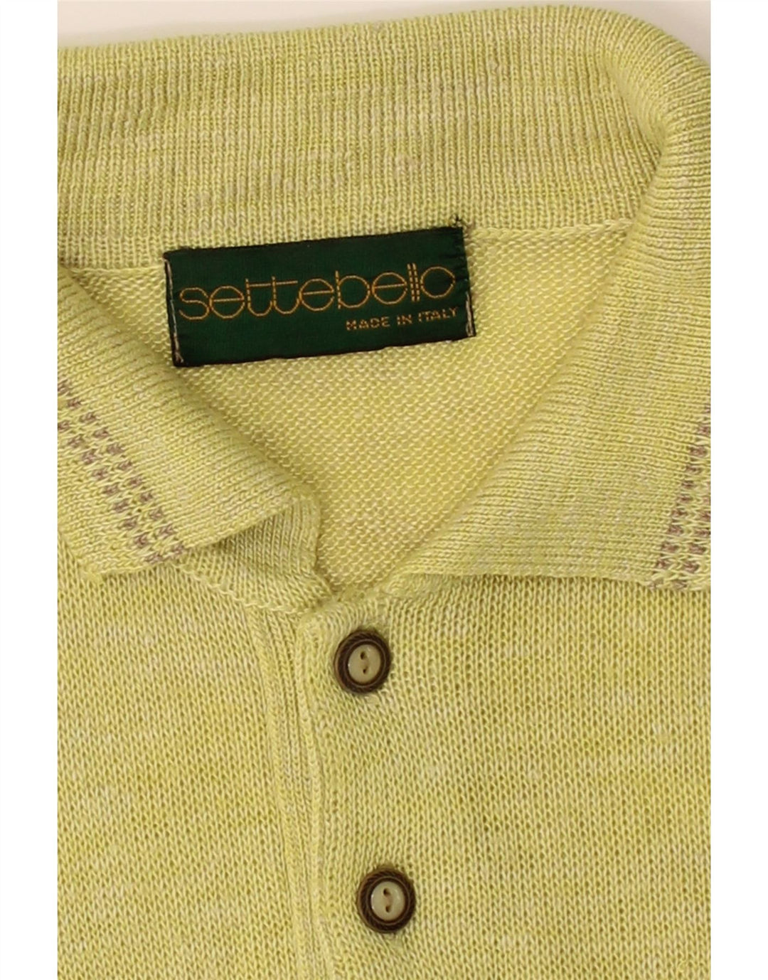 SETTEBELLO Mens Polo Neck Jumper Sweater Medium Green Striped Vintage Settebello and Second-Hand Settebello from Messina Hembry 