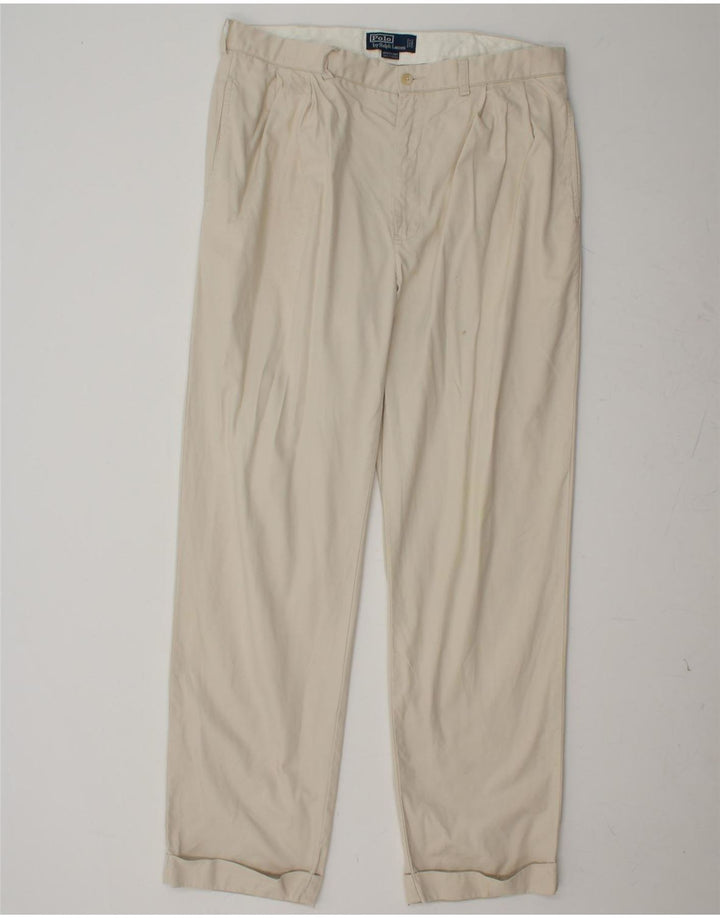 POLO RALPH LAUREN Mens Pegged Chino Trousers W35 L32 Off White Cotton