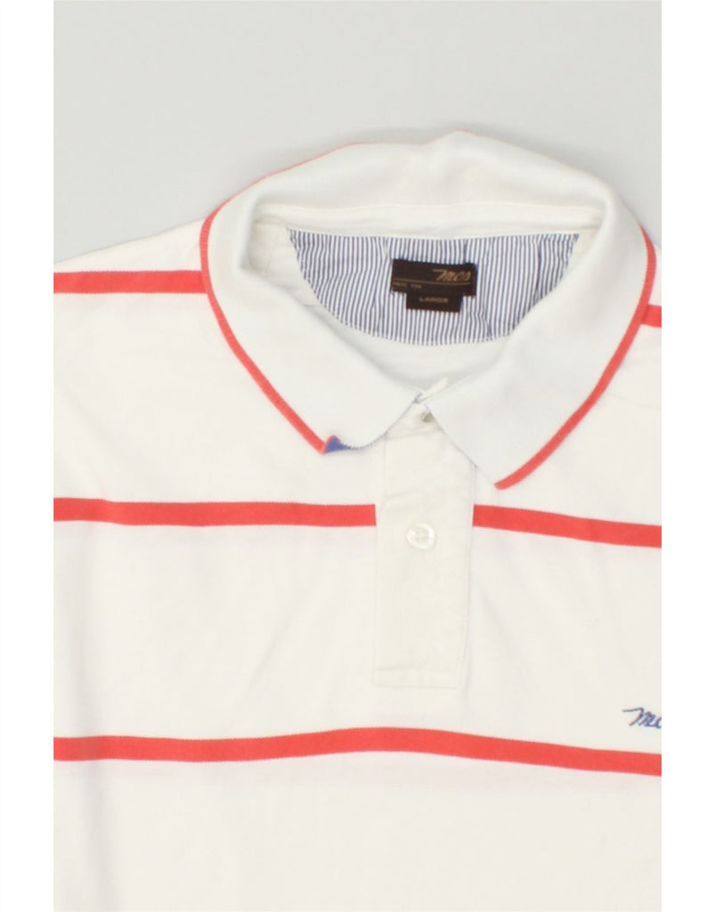 MARLBORO CLASSICS Mens Polo Shirt Large White Striped Cotton | Vintage Marlboro Classics | Thrift | Second-Hand Marlboro Classics | Used Clothing | Messina Hembry 