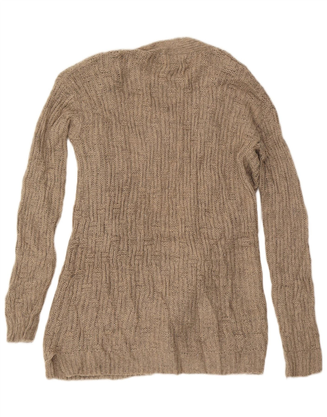 MOSSIMO Womens Longline Open Cardigan Sweater UK 14 Medium Beige Acrylic