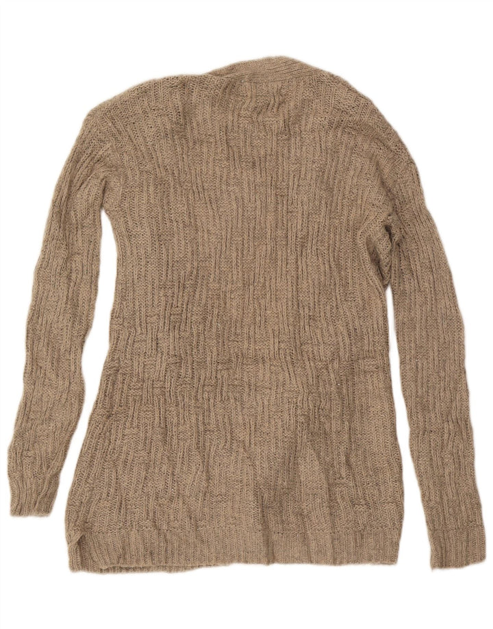 MOSSIMO Womens Longline Open Cardigan Sweater UK 14 Medium Beige Acrylic