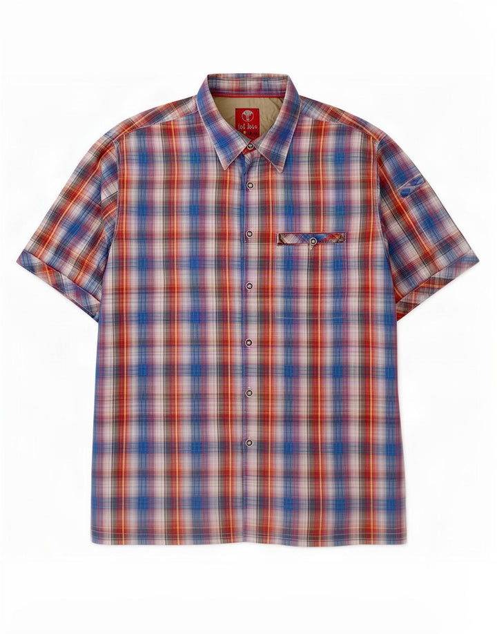 Fat Face Mens Short Sleeve Shirt Large Blue Check Cotton