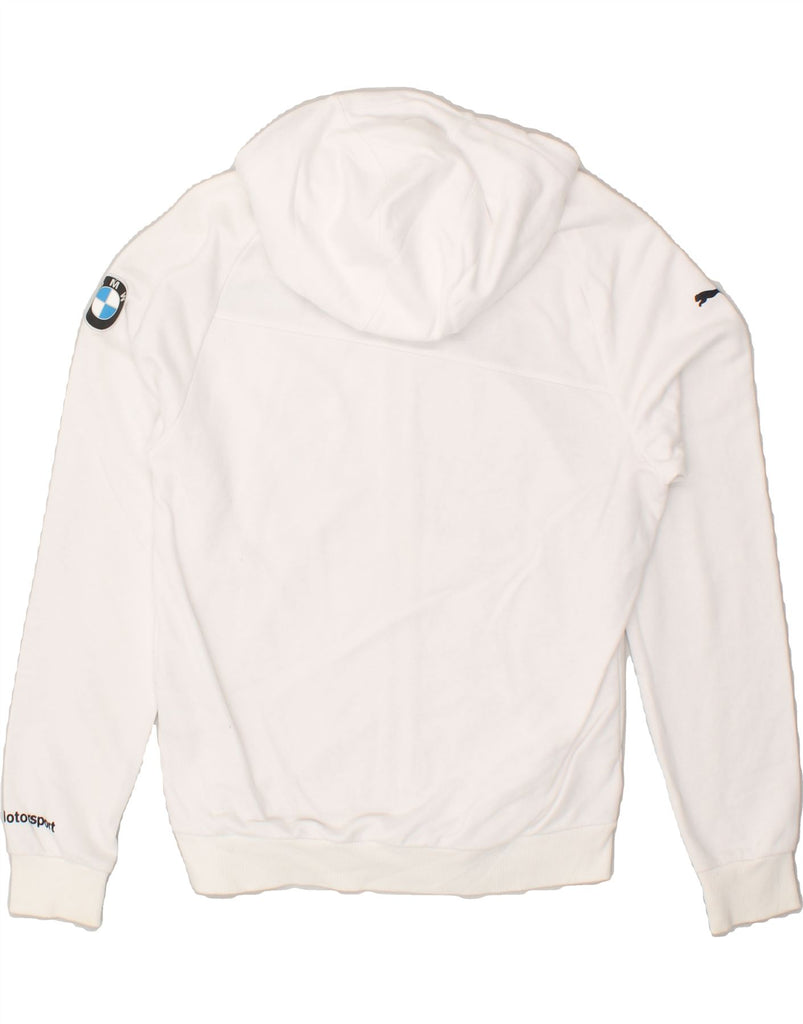 PUMA Mens BMW Zip Hoodie Sweater Small White Cotton | Vintage Puma | Thrift | Second-Hand Puma | Used Clothing | Messina Hembry 