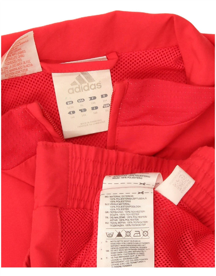 Adidas Girls Tracksuit Top Jacket 13-14 Years Red Polyester