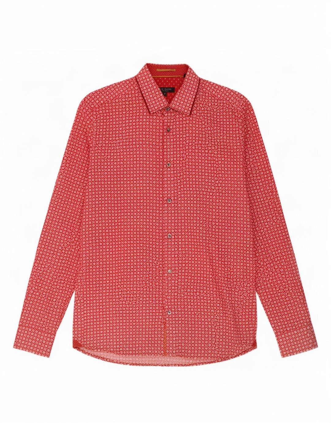 Ted Baker Mens Shirt Size 3 Medium Red Geometric Cotton