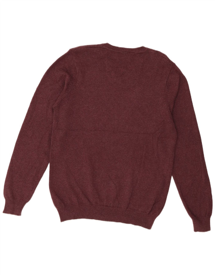Marks & Spencer Mens Regular Fit V-Neck Jumper Sweater Medium Burgundy