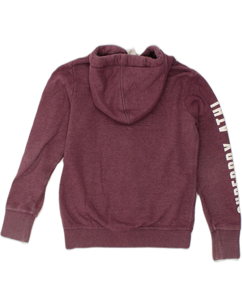 SUPERDRY Womens Graphic Zip Hoodie Sweater UK 14 Medium Burgundy Cotton | Vintage Superdry | Thrift | Second-Hand Superdry | Used Clothing | Messina Hembry 