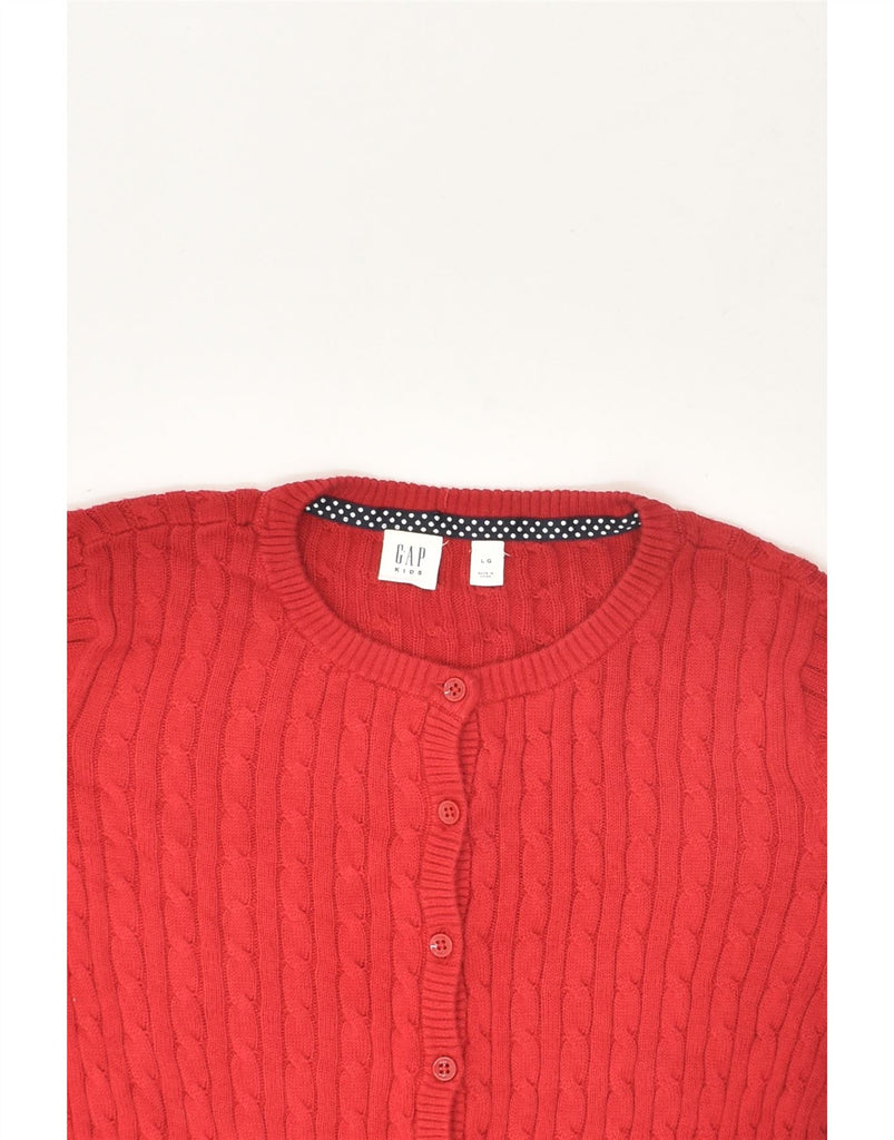 GAP Girls Cardigan Sweater 10-11 Years Larger Red Cotton | Vintage Gap | Thrift | Second-Hand Gap | Used Clothing | Messina Hembry 