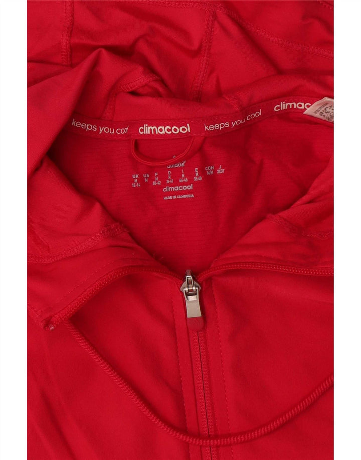 Adidas Womens Climacool Zip Hoodie Sweater UK 12/14 Medium Red Polyester