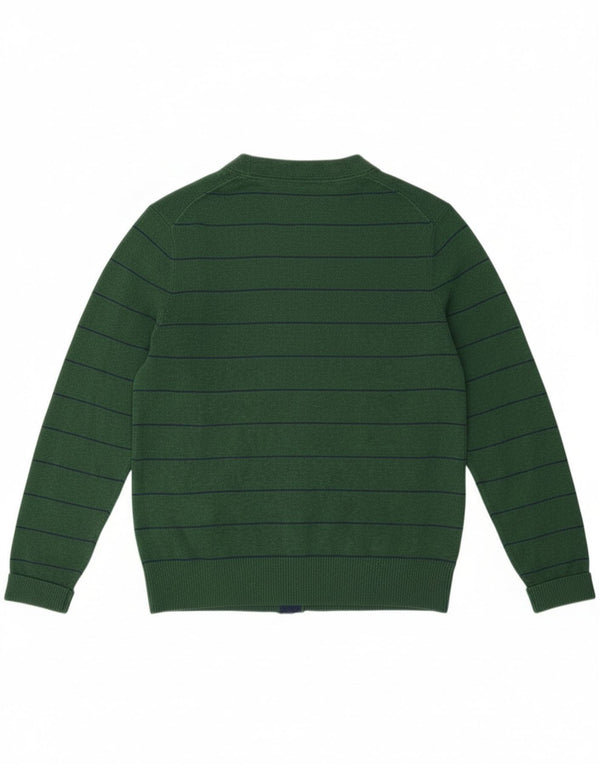 Tommy Hilfiger Mens Cardigan Sweater Medium Green Striped Cotton
