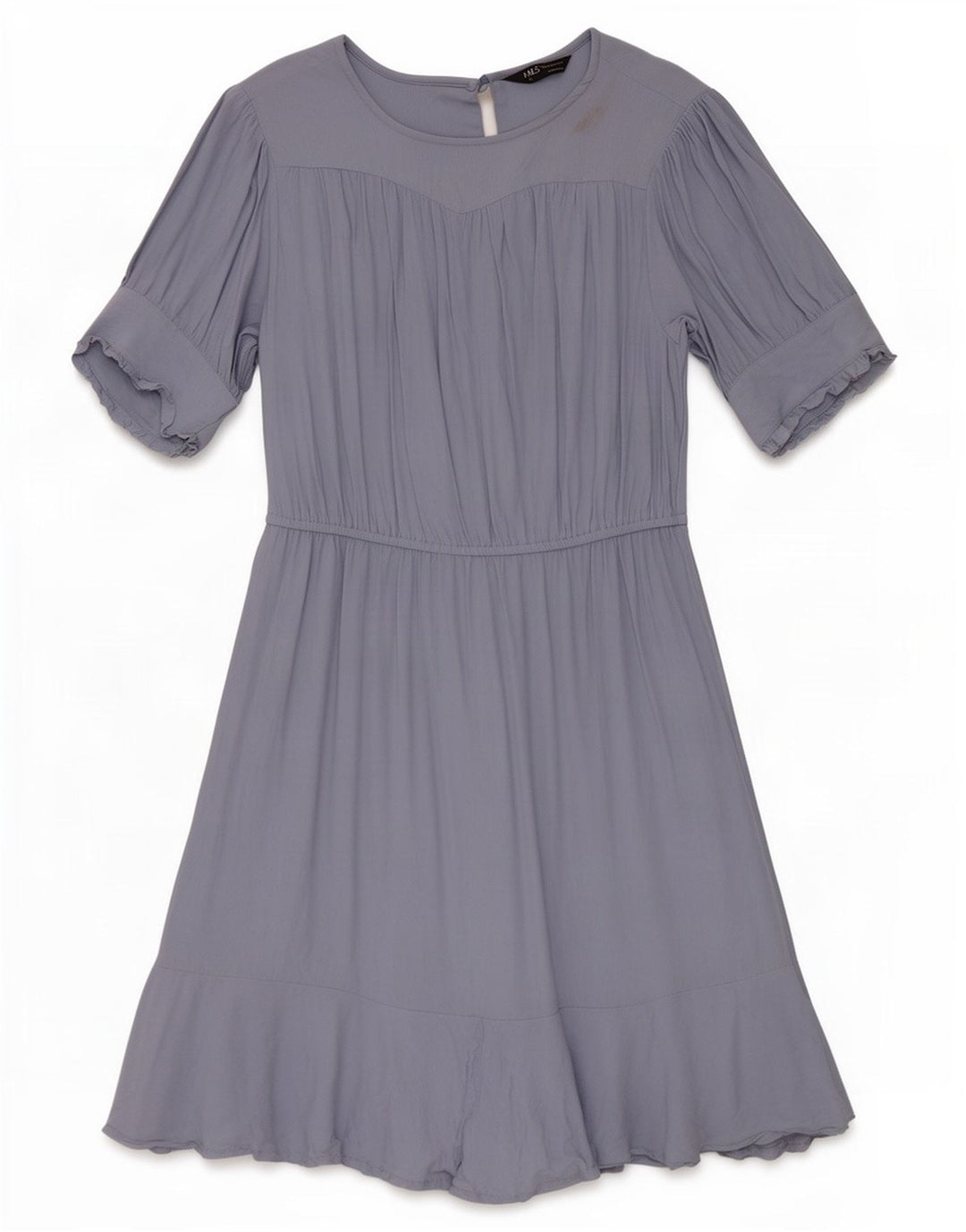 Marks & Spencer Womens A-Line Dress UK 12 Medium Blue Viscose