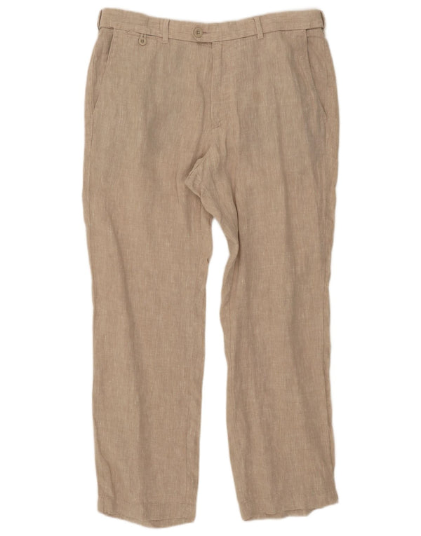 Marks & Spencer Mens Blue Harbour Straight Chino Trousers W36 L29 Beige
