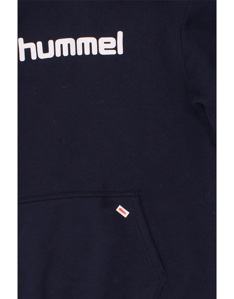 HUMMEL Mens Graphic Hoodie Jumper Medium Navy Blue Cotton Vintage Hummel and Second-Hand Hummel from Messina Hembry 