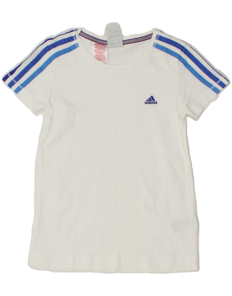 ADIDAS Girls T-Shirt Top 9-10 Years White Cotton Vintage Adidas and Second-Hand Adidas from Messina Hembry 