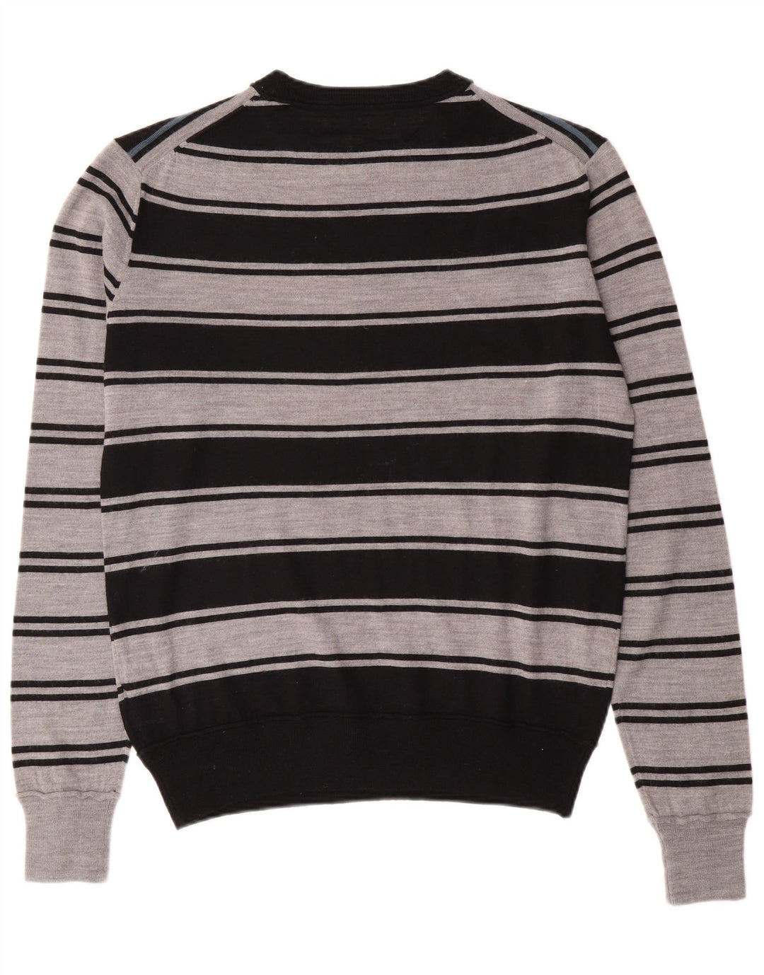 GUESS Mens Crew Neck Jumper Sweater Medium Black Striped Acrylic