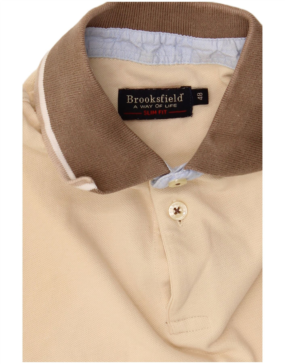Brooksfield Mens Slim Fit Polo Shirt IT 48 Medium Beige