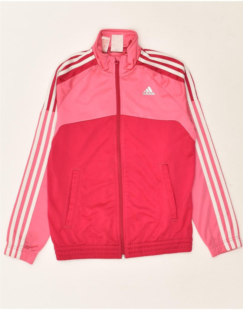 ADIDAS Girls Tracksuit Top Jacket 11-12 Years Pink Colourblock Polyester | Vintage Adidas | Thrift | Second-Hand Adidas | Used Clothing | Messina Hembry 