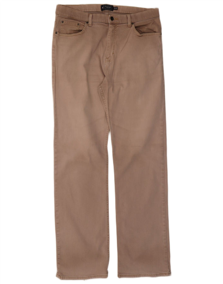 Marks & Spencer Mens Blue Harbour Straight Jeans W36 L33 Beige Cotton