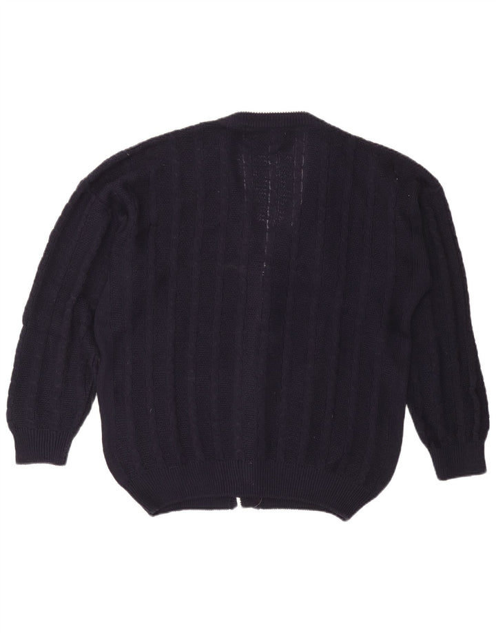 Vintage Mens Cardigan Sweater Large Navy Blue Cotton