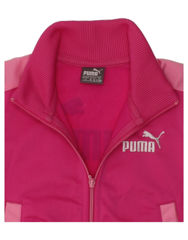 PUMA Baby Boys Graphic Tracksuit Top Jacket 9-12 Months Pink Colourblock | Vintage Puma | Thrift | Second-Hand Puma | Used Clothing | Messina Hembry 