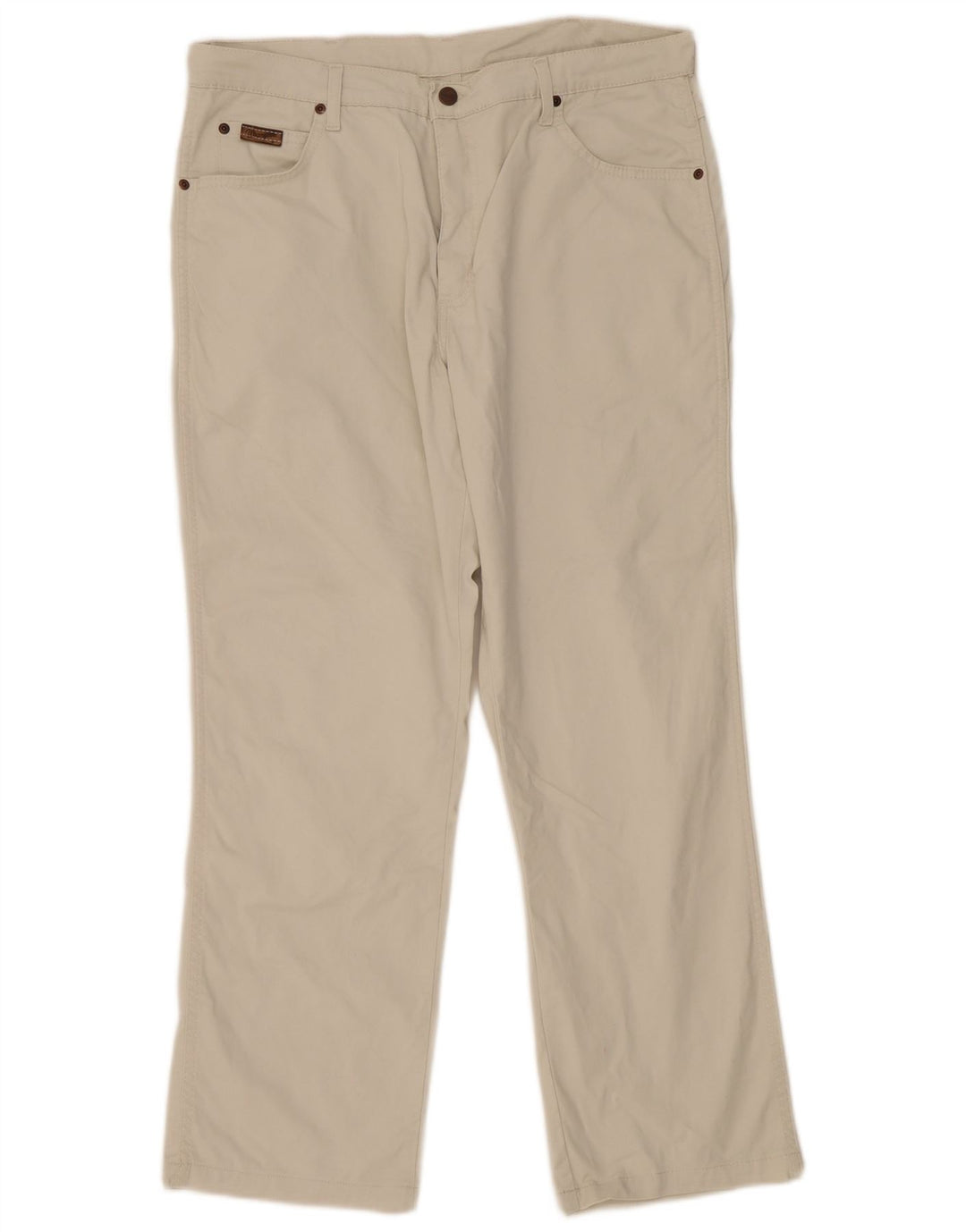 WRANGLER Mens Straight Casual Trousers W36 L32 Off White Cotton