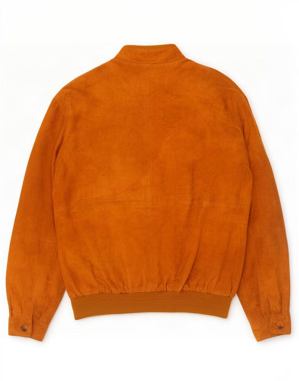 Vintage Mens Suede Bomber Jacket IT 50 Large Brown Leather