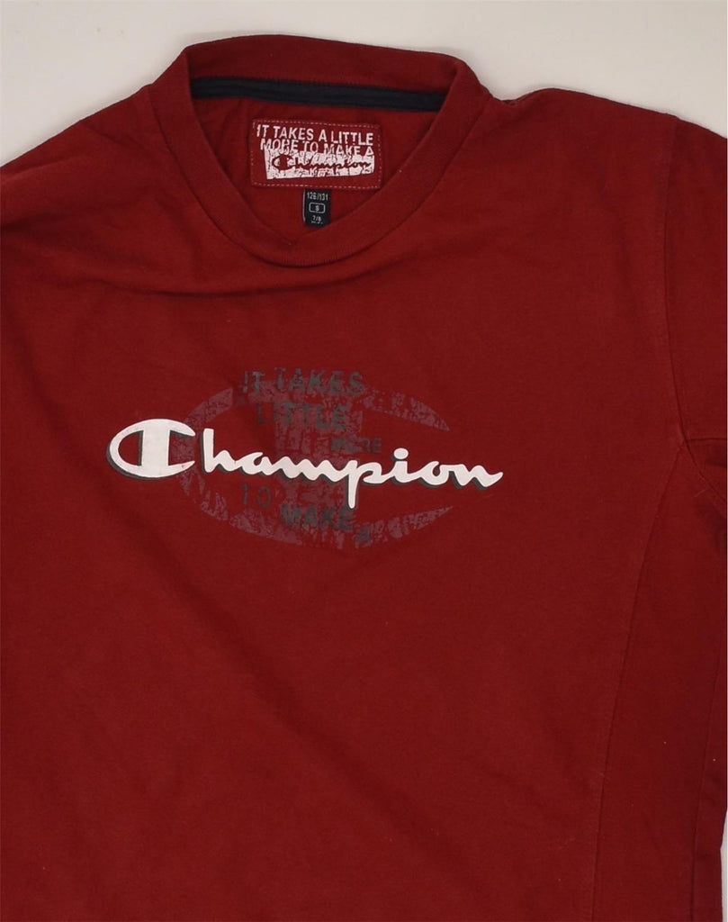 CHAMPION Boys Graphic Sweatshirt Jumper 7-8 Years Small Red Cotton | Vintage Champion | Thrift | Second-Hand Champion | Used Clothing | Messina Hembry 