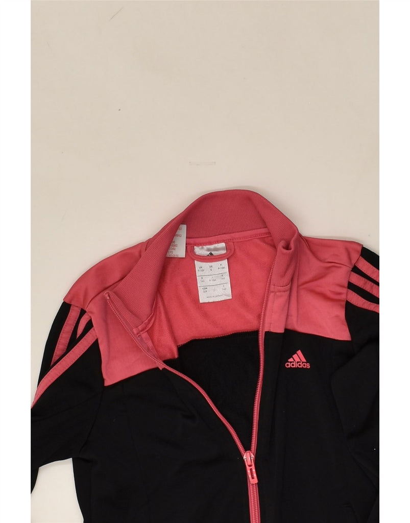 ADIDAS Girls Tracksuit Top Jacket 9-10 Years Black Colourblock Polyester | Vintage Adidas | Thrift | Second-Hand Adidas | Used Clothing | Messina Hembry 