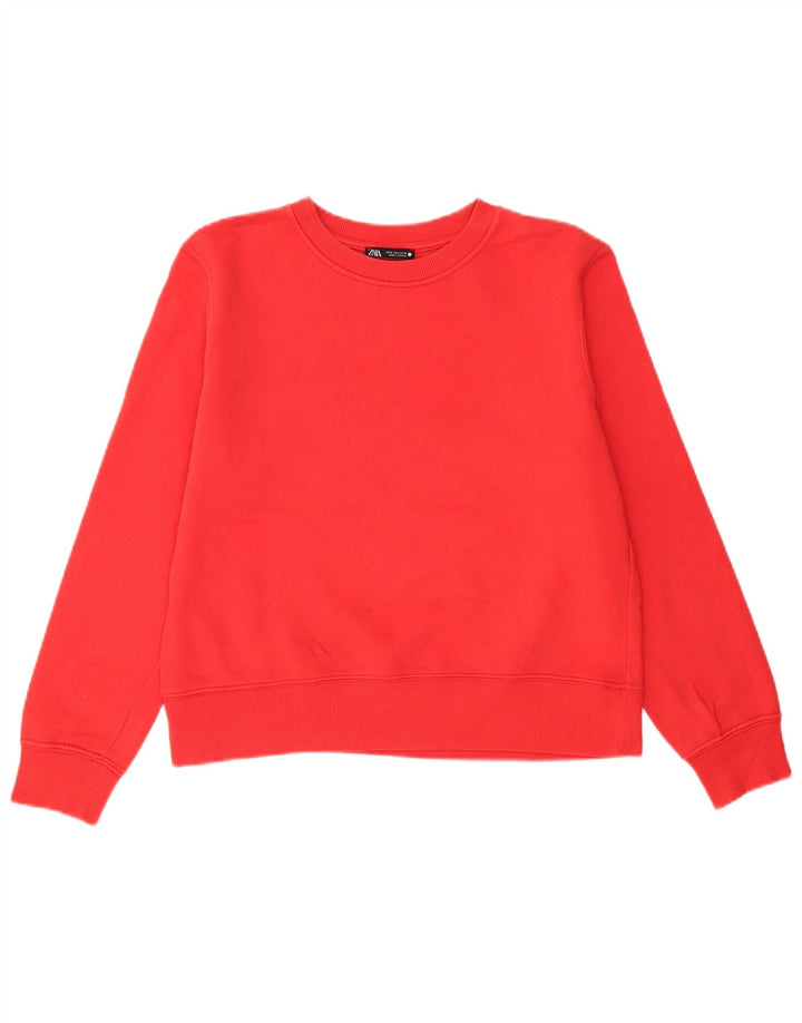 Zara Womens Sweatshirt Jumper UK 14 Medium Red Cotton