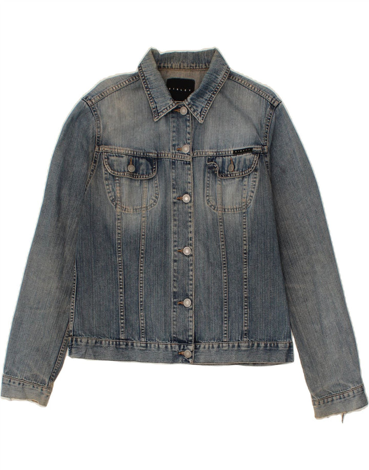 SISLEY Womens Denim Jacket UK 14 Medium Blue Vintage Sisley and Second-Hand Sisley from Messina Hembry 