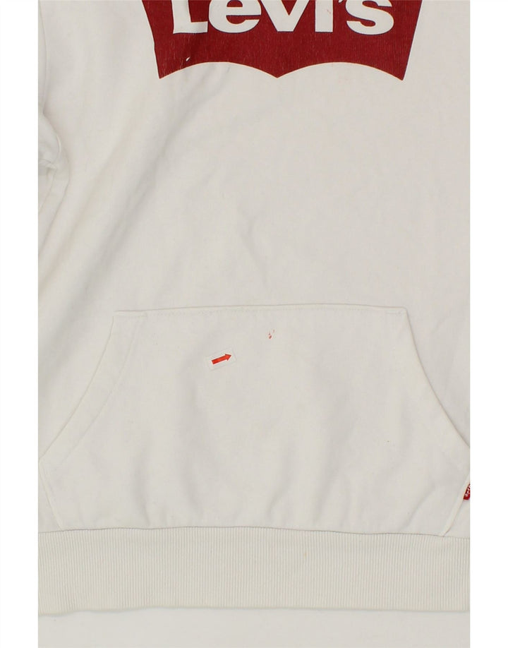 LEVI'S Boys Graphic Hoodie Jumper 12-13 Years Large White Cotton Vintage Levi's and Second-Hand Levi's from Messina Hembry 
