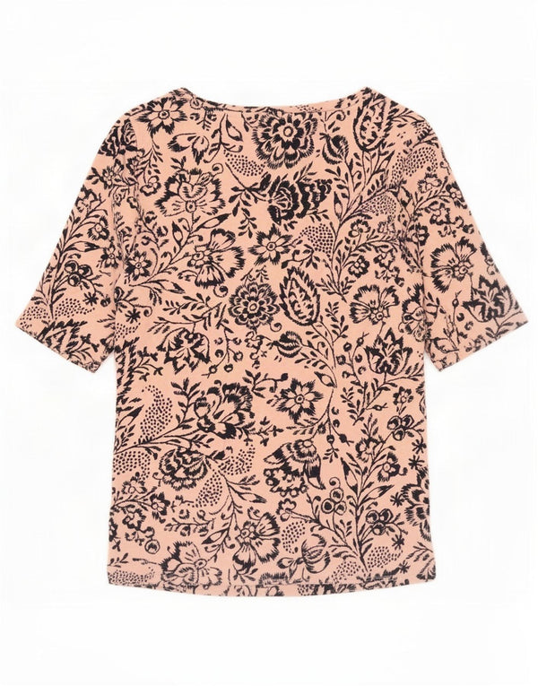 Marks & Spencer Womens Blouse Top UK 10 Small Pink Floral Cotton