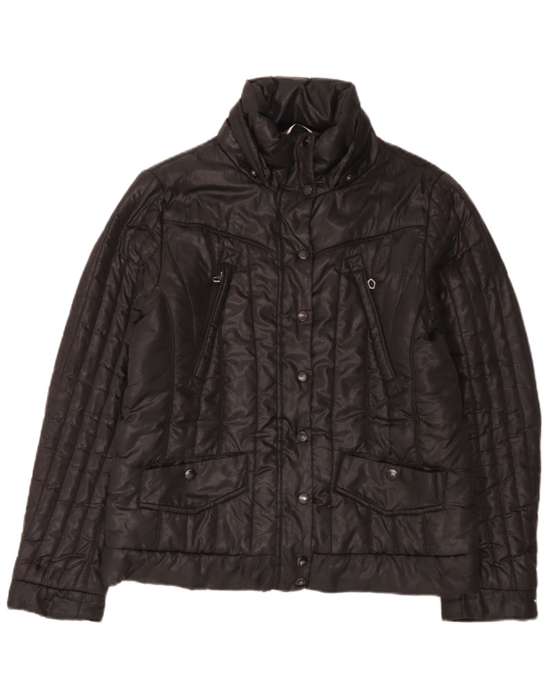 Tommy Hilfiger Womens Padded Jacket UK 16 Large Black Polyester