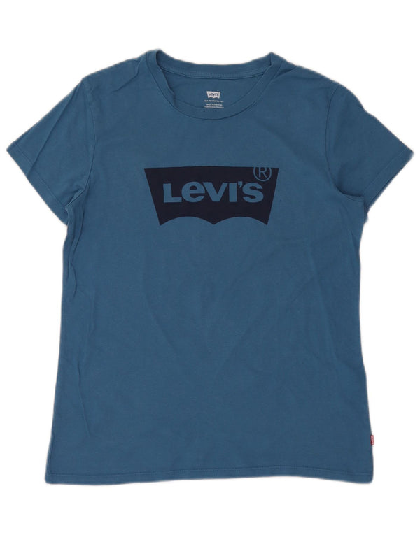 LEVI'S Womens Graphic T-Shirt Top UK 10 Small Blue Cotton