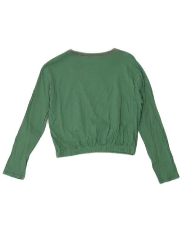 Benetton Girls Crop Graphic Top Long Sleeve 7-8 Years Green