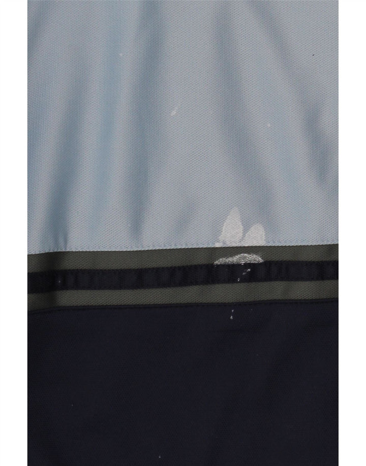 Asics Mens Tracksuit Top Jacket Large Navy Blue Colourblock Polyester