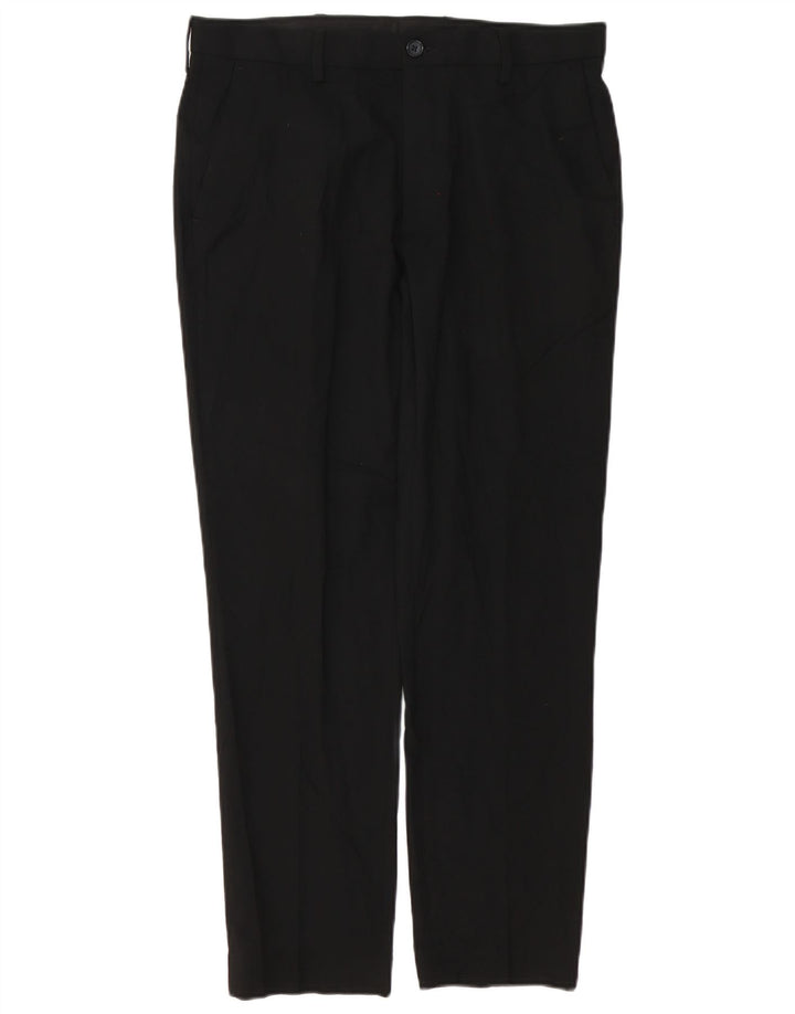 MARKS & SPENCER Mens Slim Fit Chino Trousers W32 L28 Black Polyester