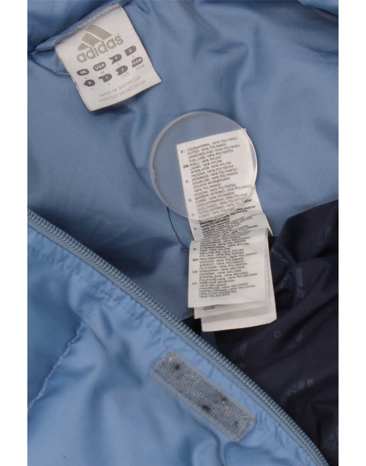 Adidas Mens Padded Jacket UK 40 Large Blue Colourblock Nylon