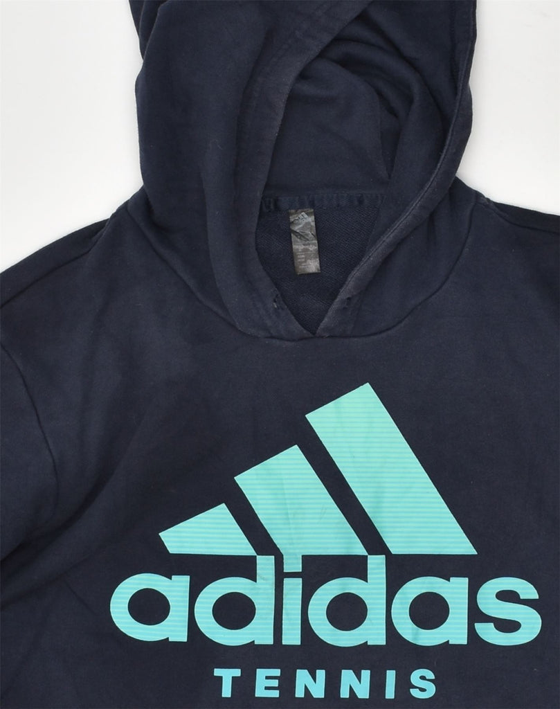 ADIDAS Mens Graphic Hoodie Jumper Medium Navy Blue Cotton | Vintage Adidas | Thrift | Second-Hand Adidas | Used Clothing | Messina Hembry 