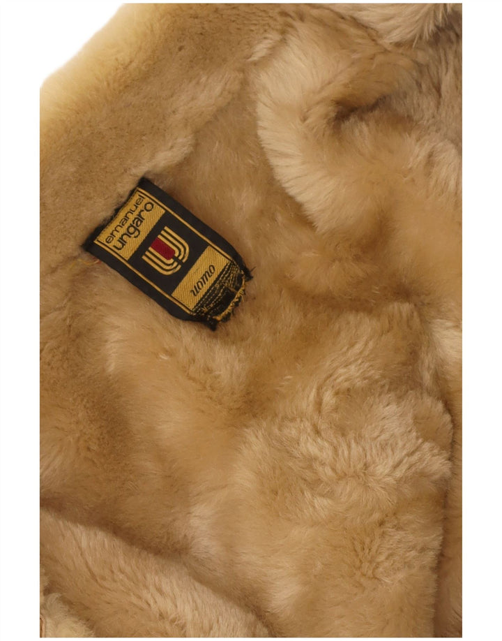 Emanuel Ungaro Mens Shearling Overcoat UK 38 Medium Beige
