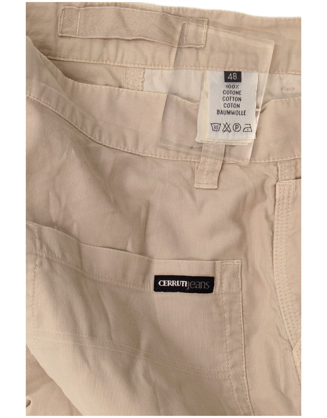 Cerruti Mens Casual Shorts IT 48 Medium W34  Beige Cotton