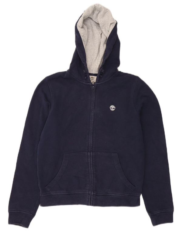 TIMBERLAND Boys Zip Hoodie Sweater 11-12 Years XS Navy Blue Cotton