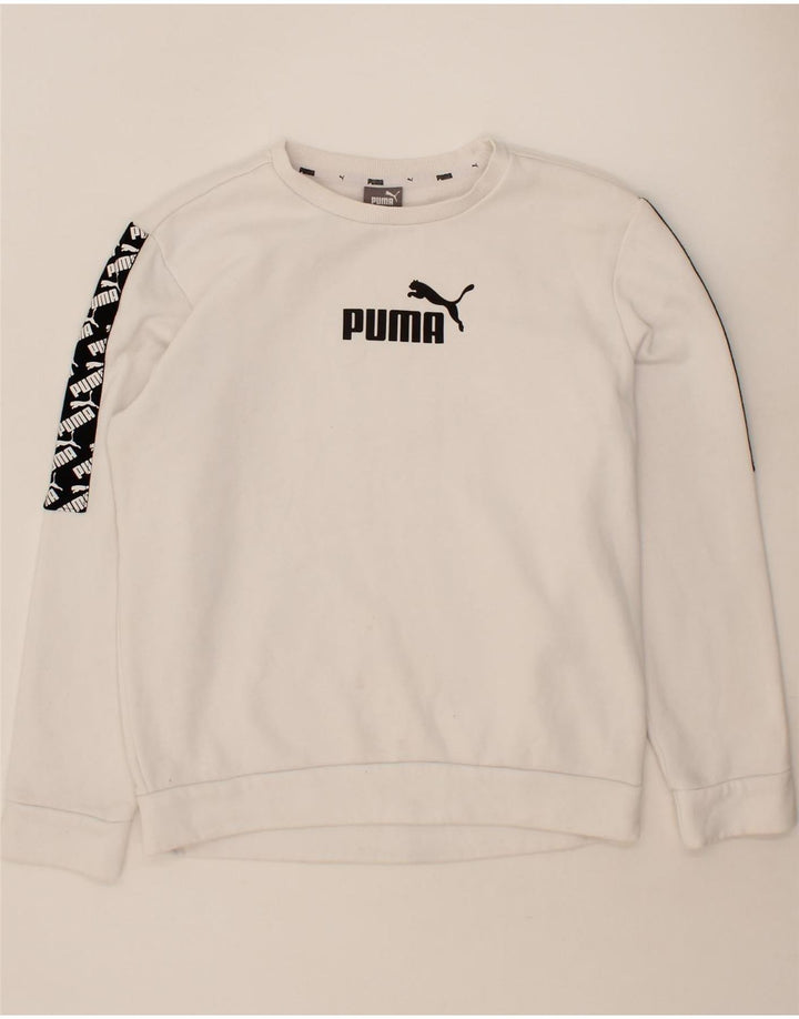 PUMA Mens Graphic Sweatshirt Jumper Small White Cotton Vintage Puma and Second-Hand Puma from Messina Hembry 