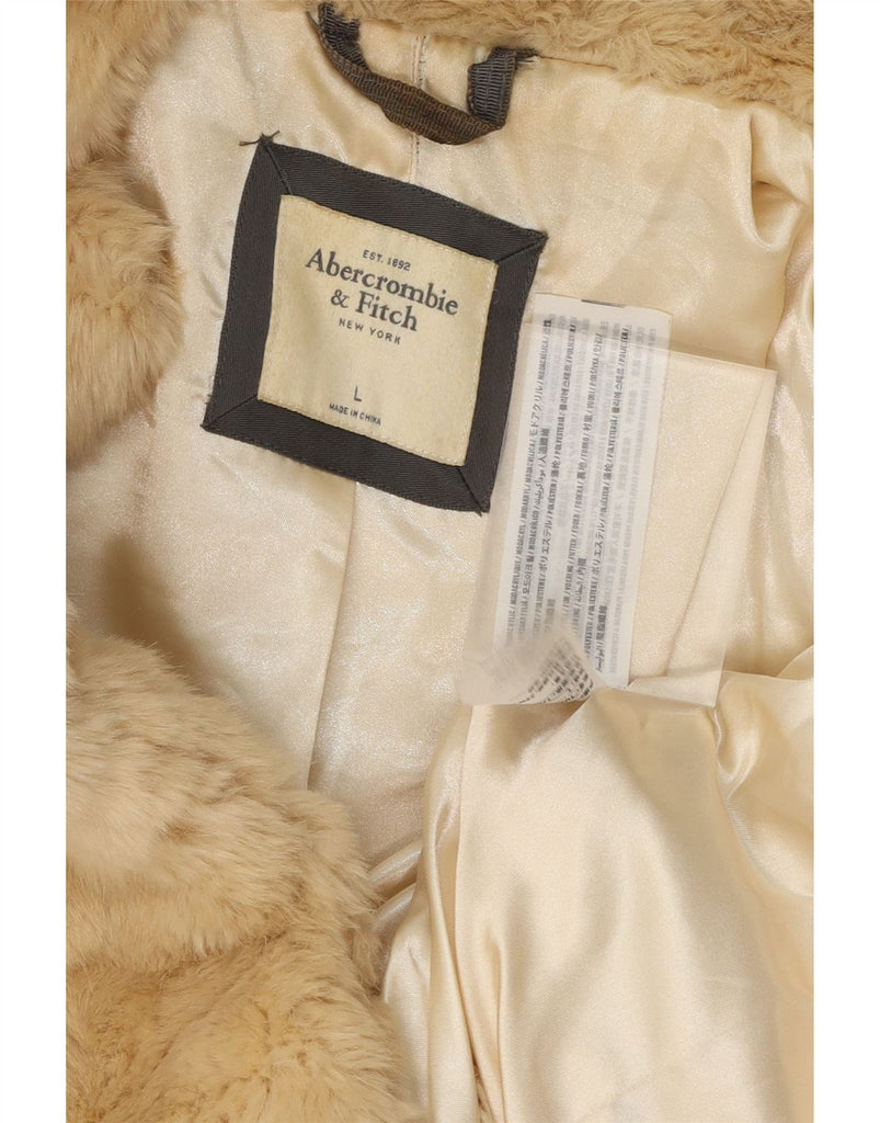 ABERCROMBIE & FITCH Womens Faux Fur Jacket UK 16 Large Beige Modacryl Vintage Abercrombie & Fitch and Second-Hand Abercrombie & Fitch from Messina Hembry 