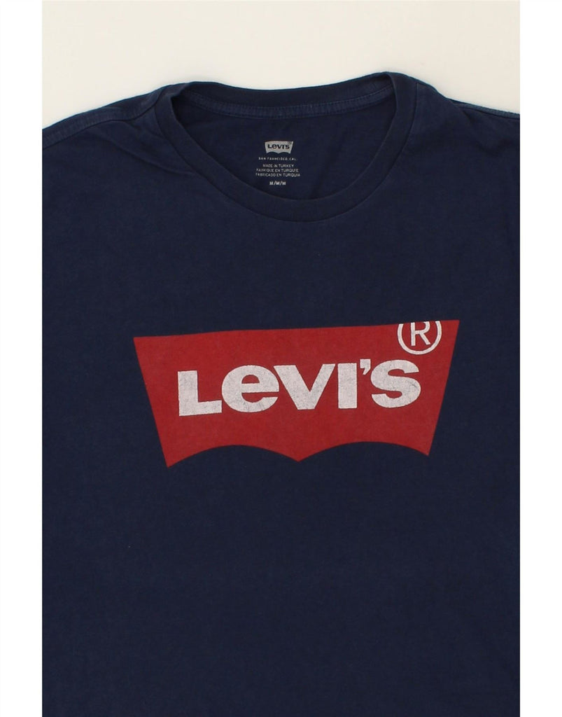 LEVI'S Mens Graphic T-Shirt Top Medium Navy Blue Cotton Vintage Levi's and Second-Hand Levi's from Messina Hembry 