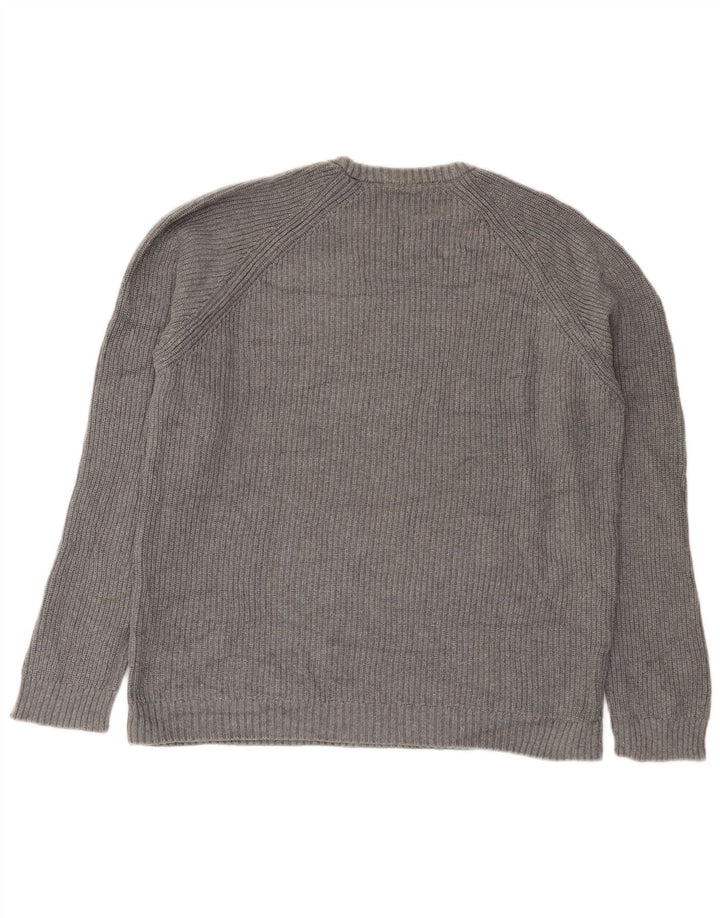 Zara Mens Crew Neck Jumper Sweater Large Grey Cotton