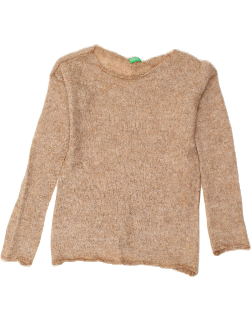 BENETTON Womens Boat Neck Jumper Sweater UK 12 Medium Beige | Vintage Benetton | Thrift | Second-Hand Benetton | Used Clothing | Messina Hembry 