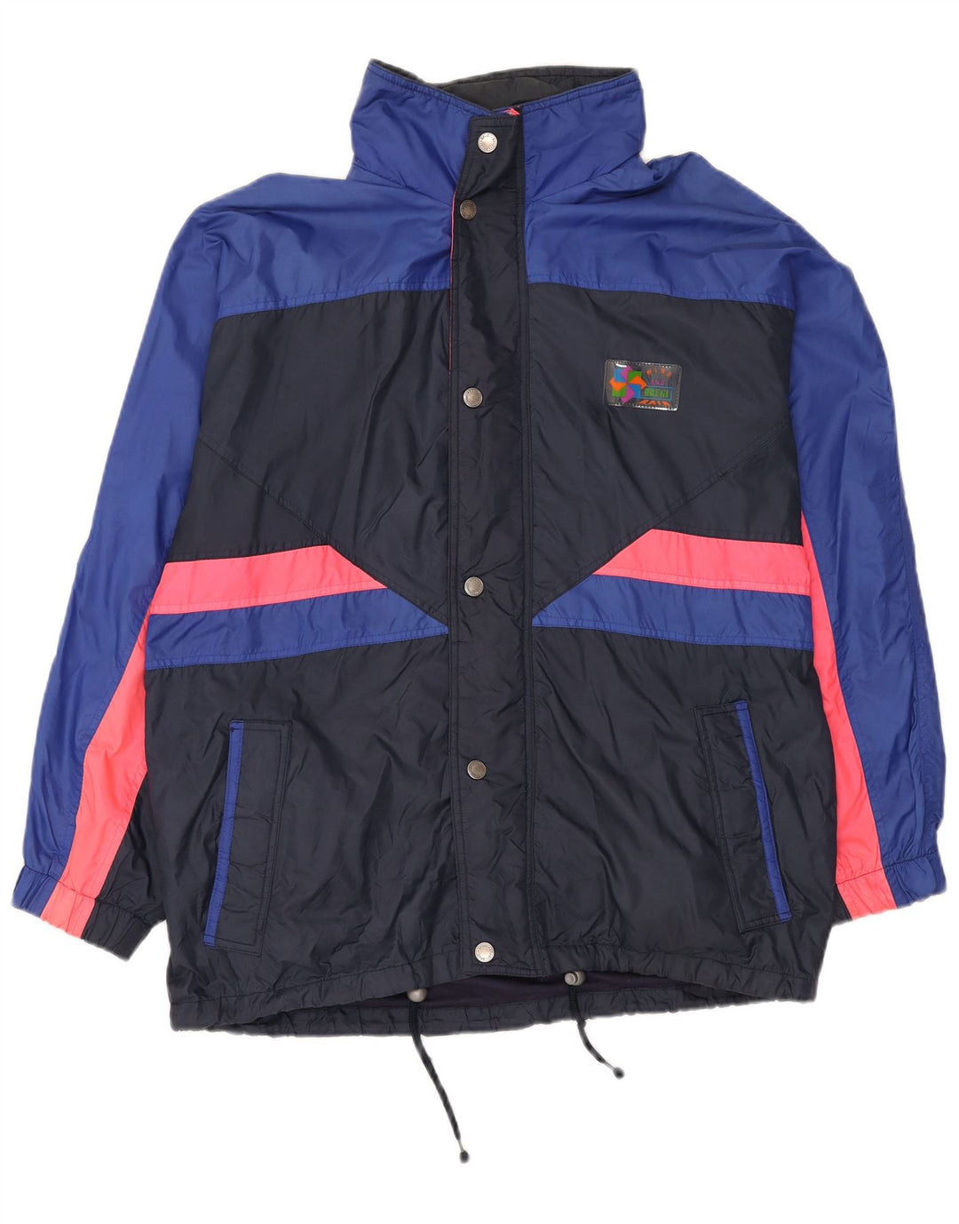 BRUGI Mens Windbreaker Jacket UK 40 Large Navy Blue Colourblock