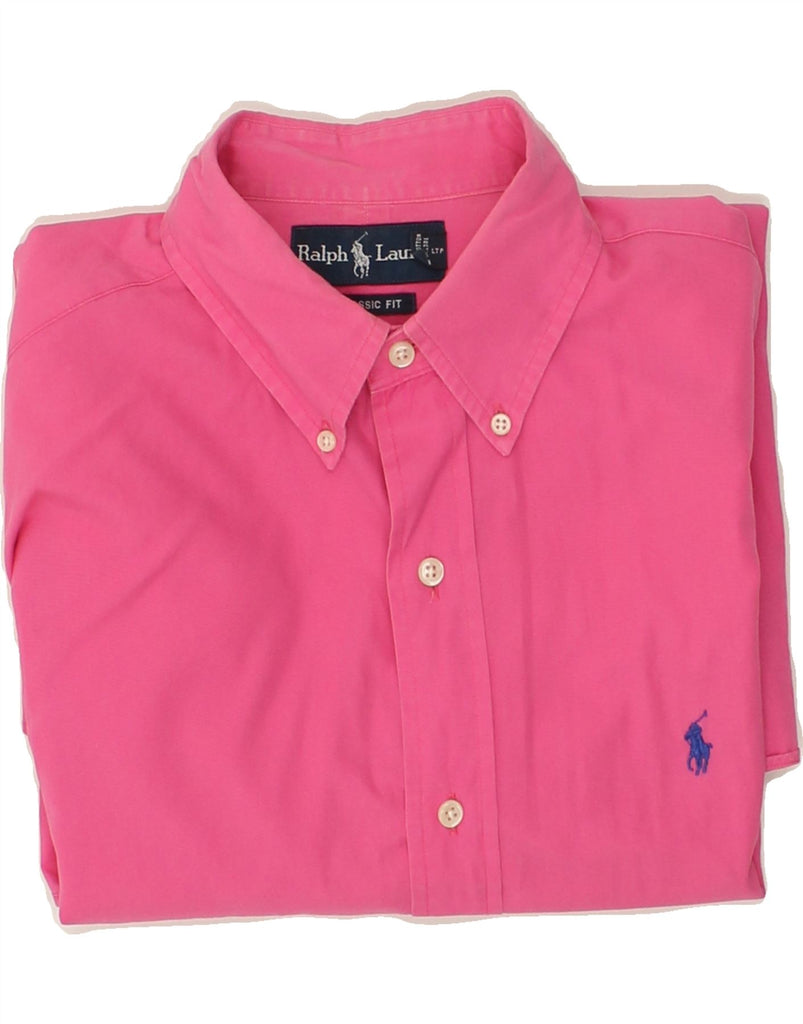 RALPH LAUREN Mens Classic Fit Shirt Medium Pink Cotton | Vintage Ralph Lauren | Thrift | Second-Hand Ralph Lauren | Used Clothing | Messina Hembry 